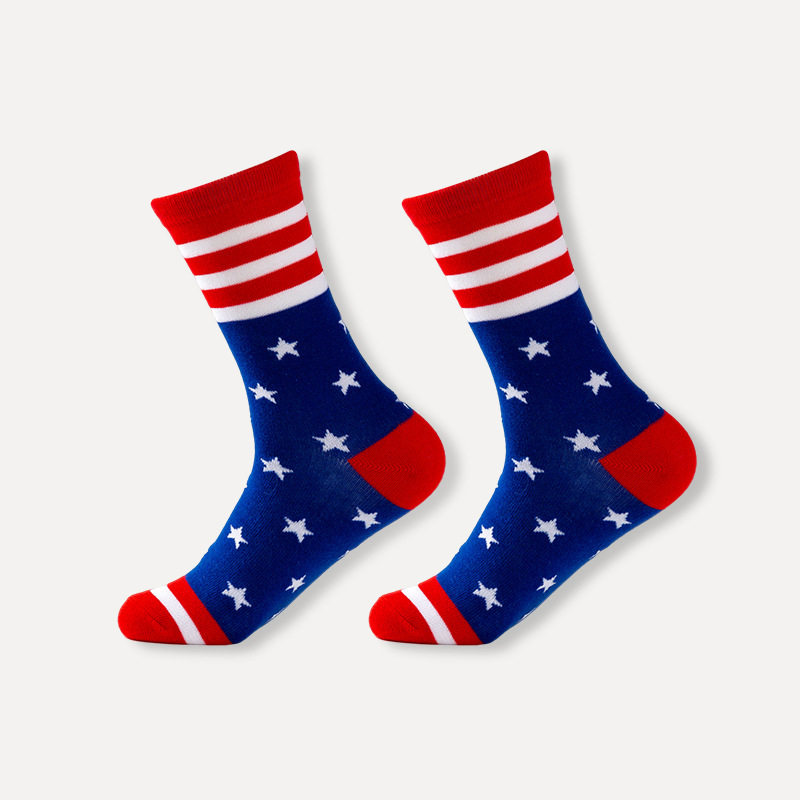 MenS Sports And Casual Socks With Patriotic Stars And Stripes Crew